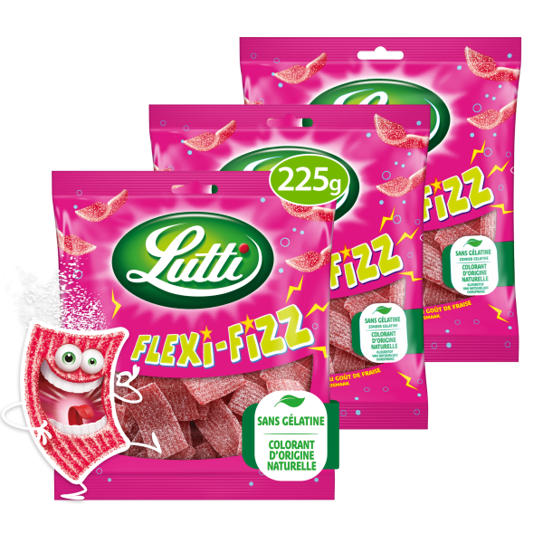 Bonbons Flexi Fizz Fraise - Lutti